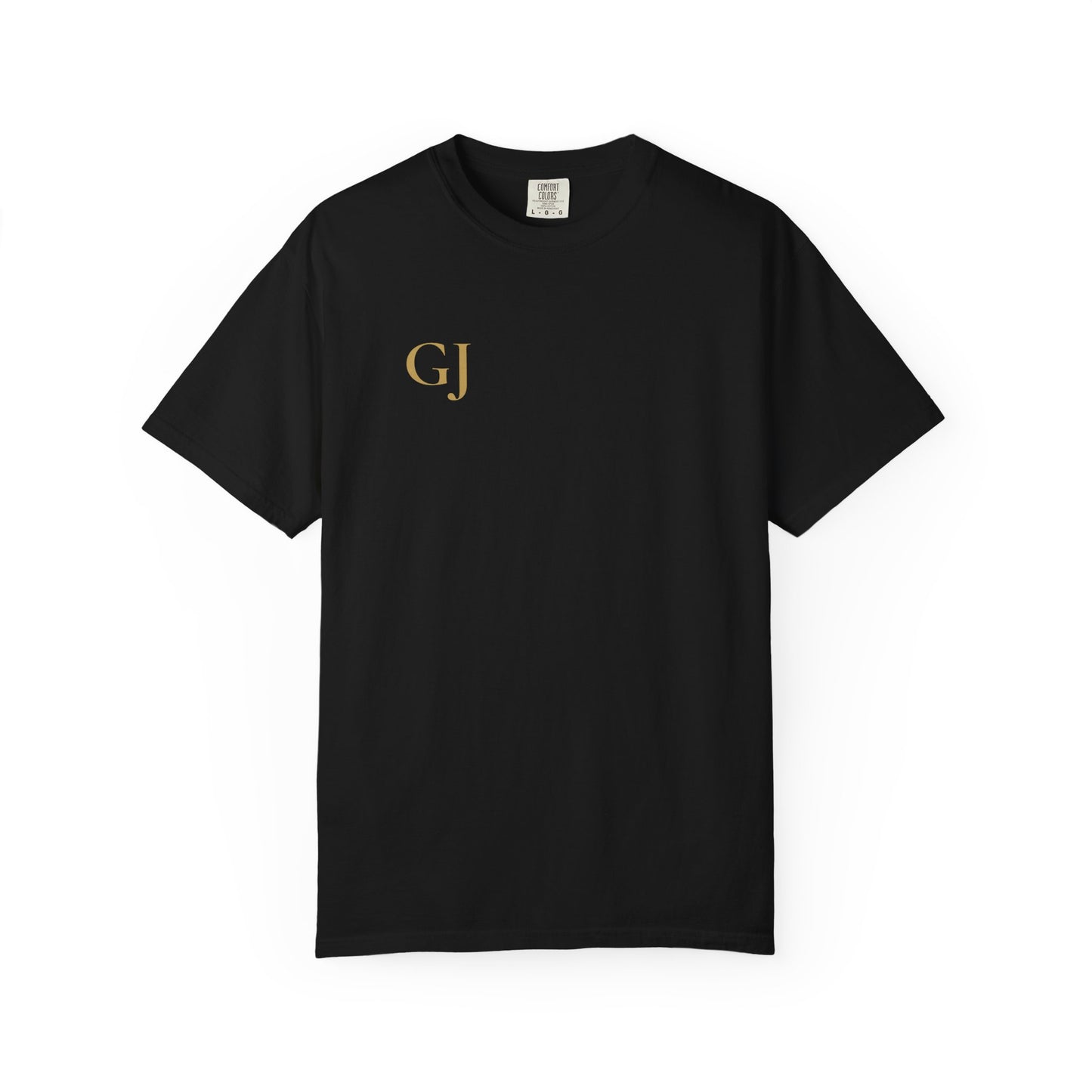GJ Monogram Tee — Black Gold Minimalist T-Shirt