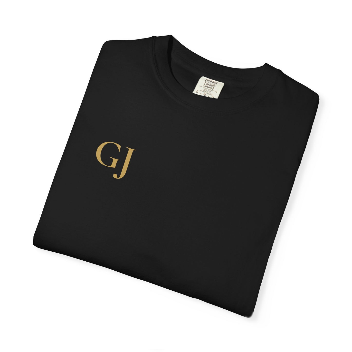 GJ Monogram Tee — Black Gold Minimalist T-Shirt