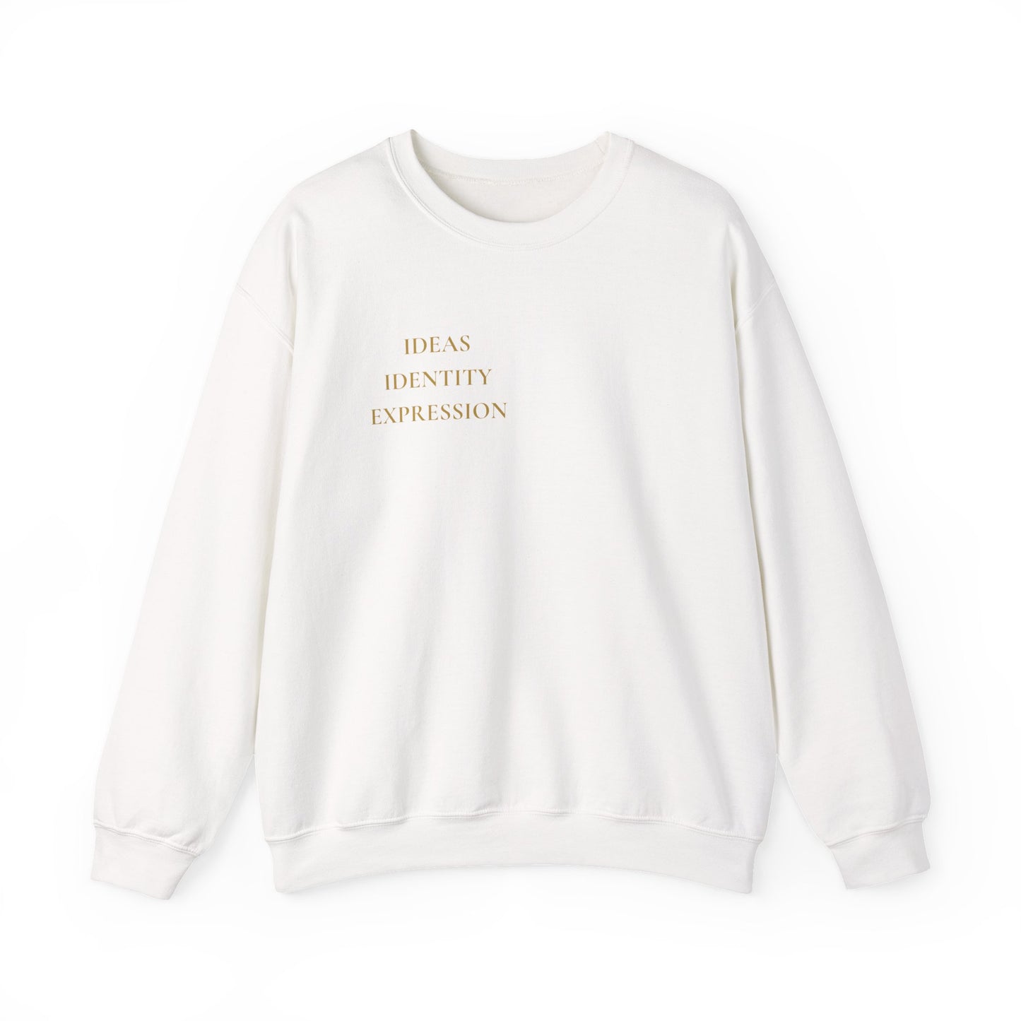 GJ Minimalist 'Ideas Identity Expression' Crewneck Sweatshirt — White Graphic Sweatshirt