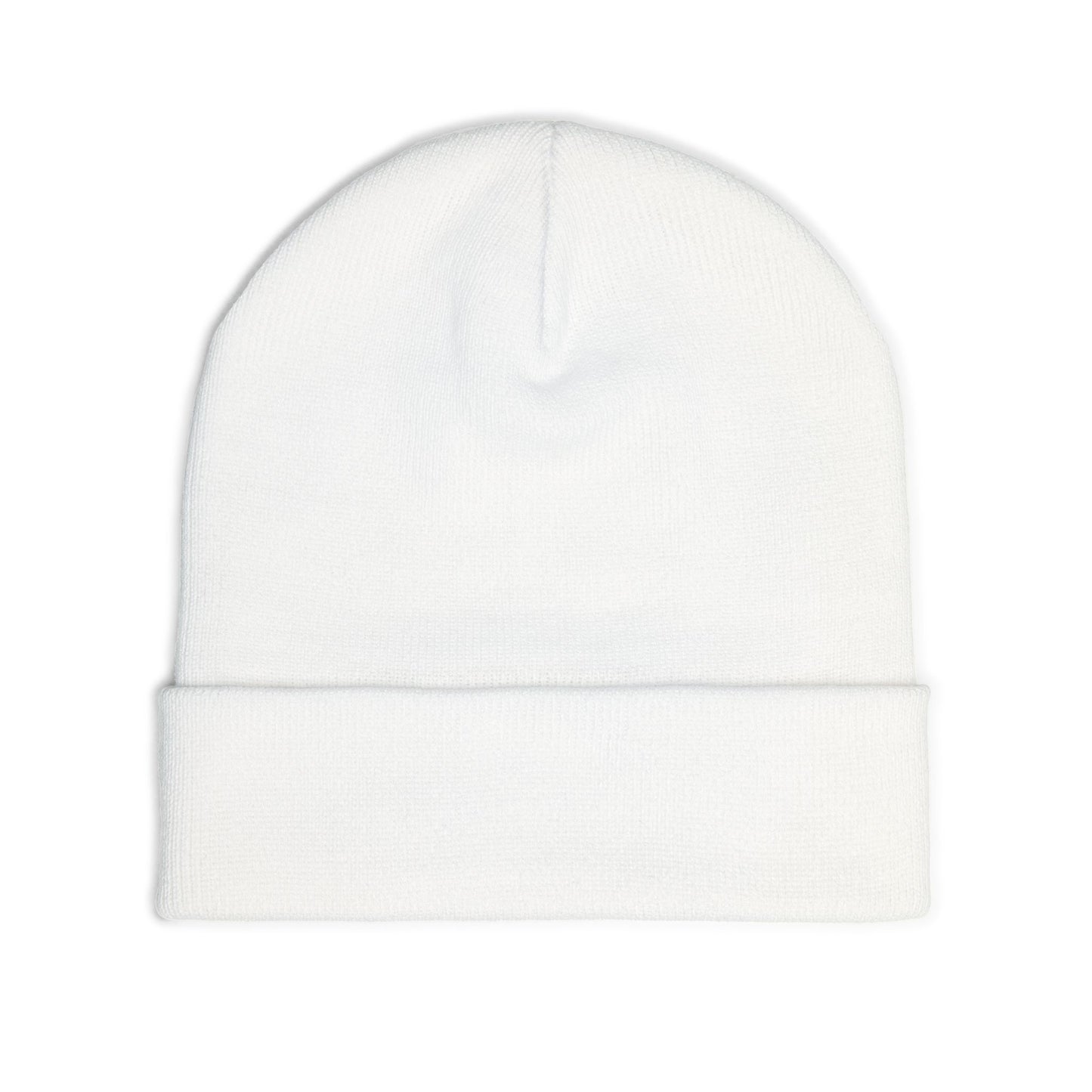 GJ- Gabriel Jusme Collection Embroidered Knit Beanie — Minimal Gold Script Patch Winter Hat