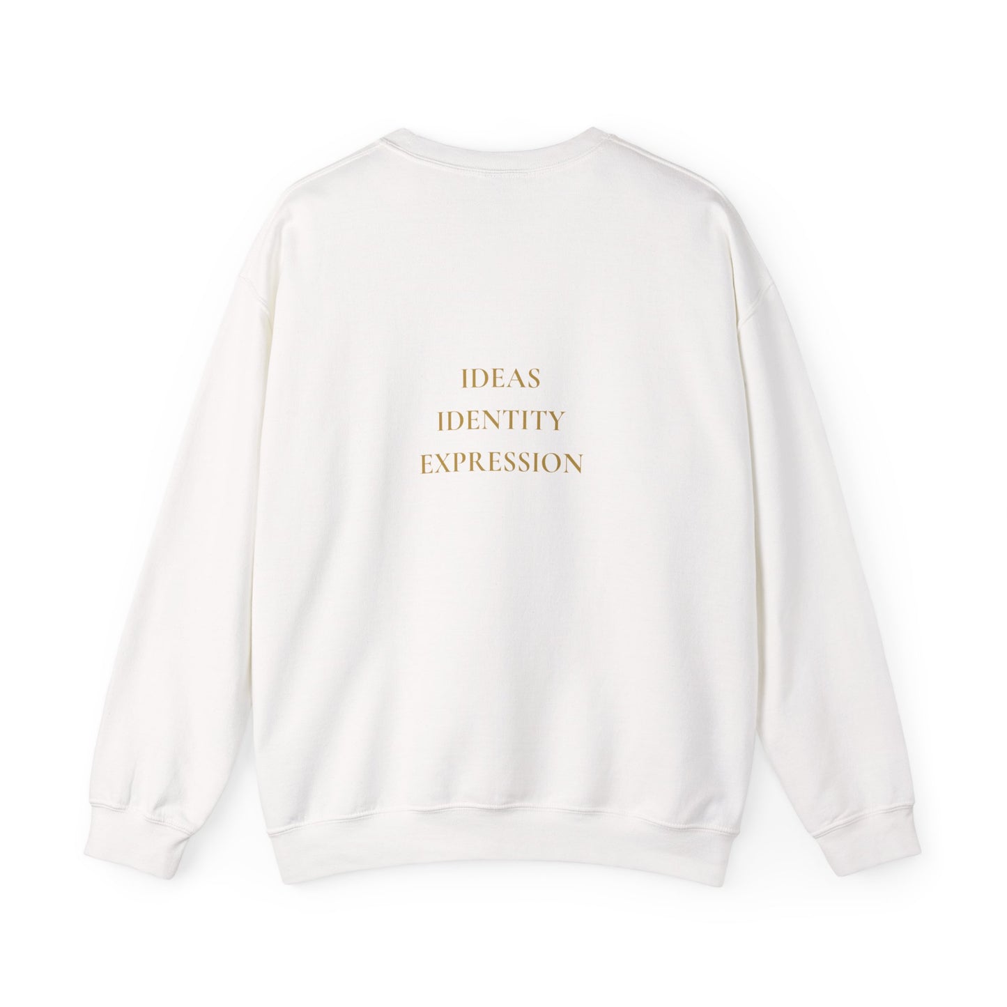 GJ Minimalist 'Ideas Identity Expression' Crewneck Sweatshirt — White Graphic Sweatshirt